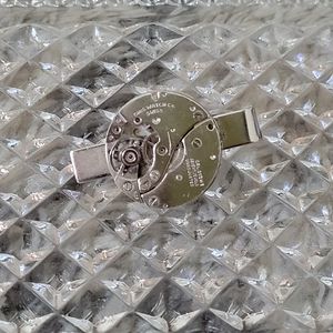Vtg Steampunk Oris Watch Co. Swiss Unadjusted 7 Jewels Watch Movement Tie Clip